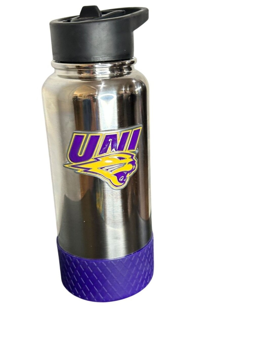 NWT NCAA Northern Iowa Panthers 32oz Chrome Thirst Hydration Water Bottle